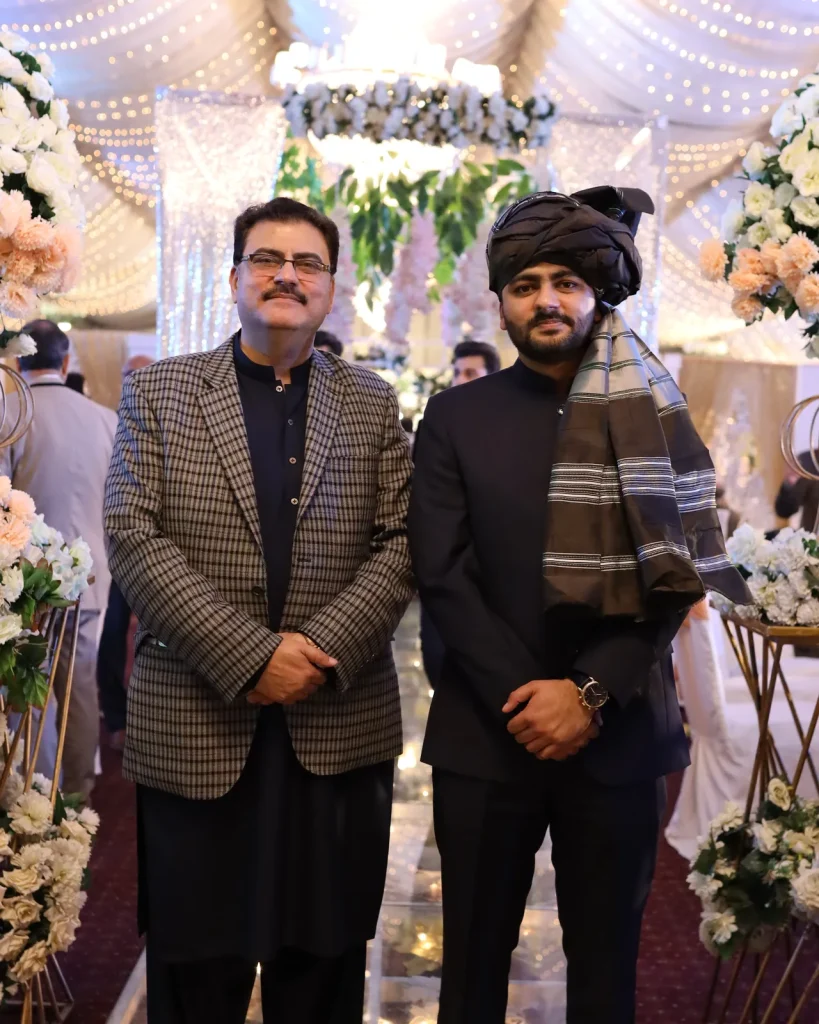Umar Hameed with his father at his wedding, Nov 2022